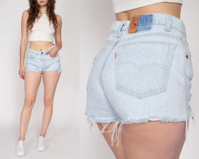 Med-Lrg 90s Levis 505 Cut Off Jean Shorts 31" Chic Vintage-Inspired Denim Jeans