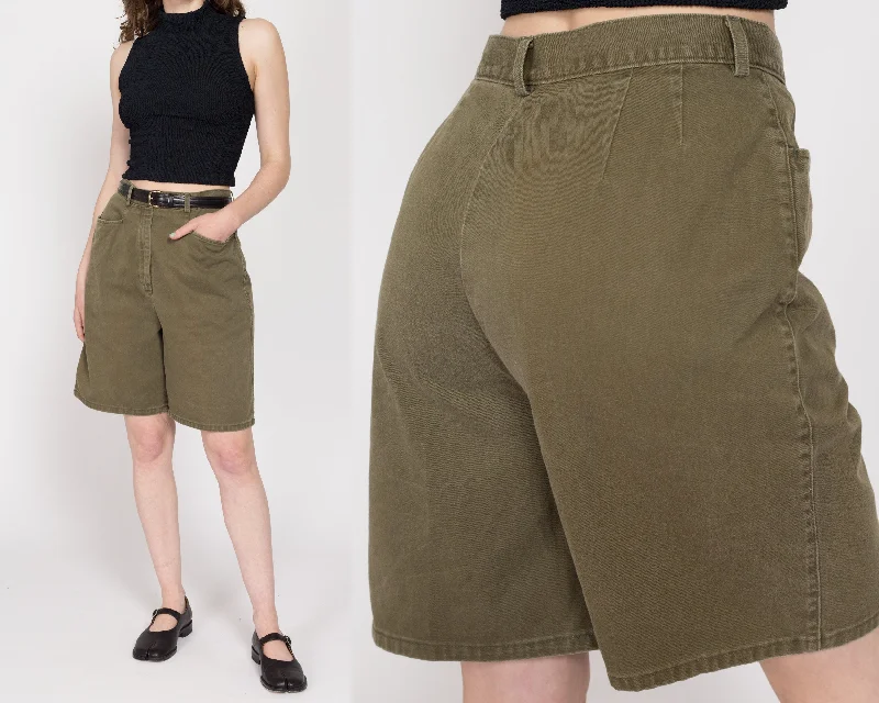 Medium 90s Olive Green Jean Shorts 29.5" Stylish Relaxed Fit Skinny Jeans