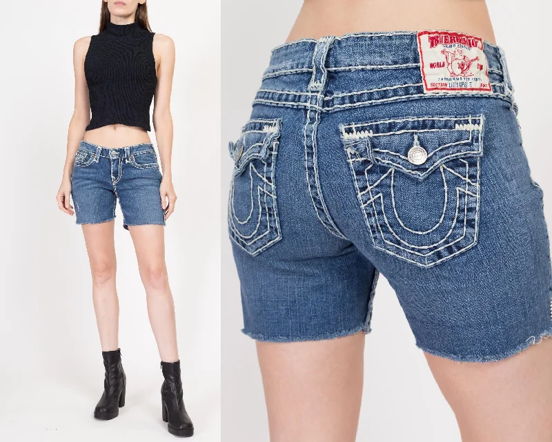 Medium Y2K True Religion Low Rise Jean Shorts Stylish Cargo Style Jeans