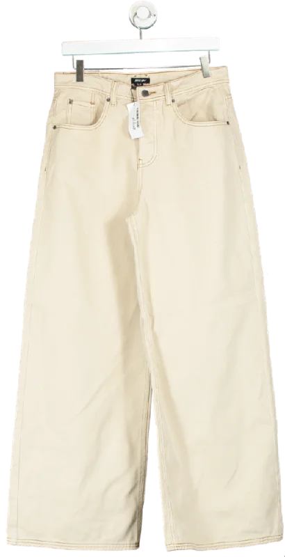 Nasty Gal Ecru Oversized Baggy Jean UK 10 Stylish Cargo Style Jeans