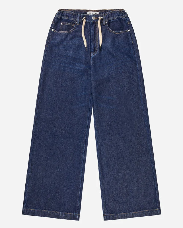 Obey Drawstring Jean INDIGO Comfortable Distressed Straight-Leg Jeans