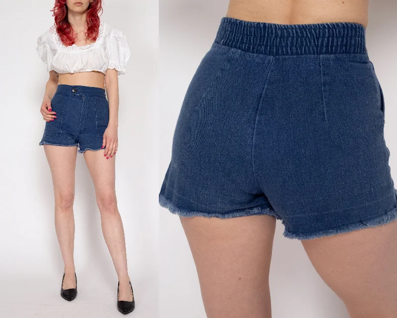 Petite XS 70s High Waisted Cutoff Jean Shorts 23"-24" Trendy Low-Rise Slim Jeans