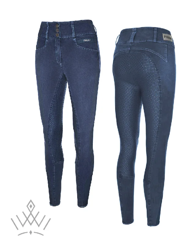 Pikeur Candela Denim Jean Full Grip Ladies Breeches 141716 Elegant Raw Hem Jeans