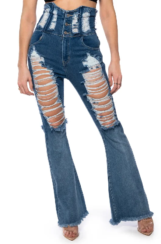 TAKE ME OUT UNDER BUST DENIM JEAN Chic Cropped Jeans
