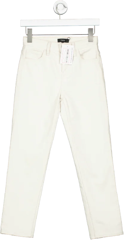 Theory Cream Wide Crop Jean In Dyed Denim UK 4 Comfortable Zip-Fly Denim Jeans