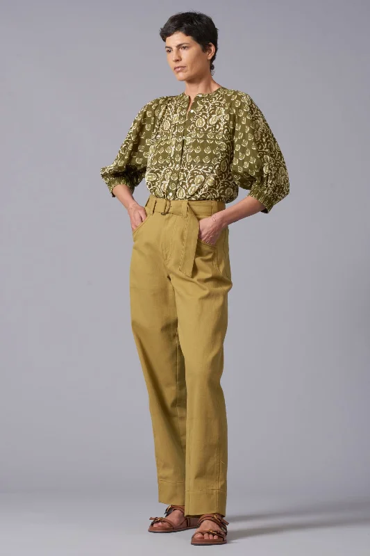 Twill Belted Jean - Citrine Casual Loose Fit Jeans