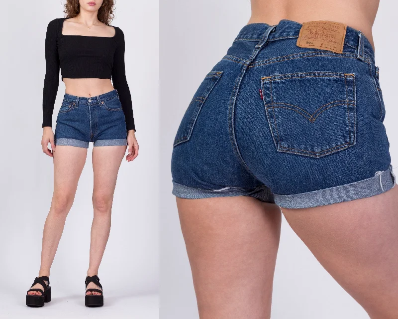 Vintage Levis 501 Cuffed Jean Shorts - Small Comfortable Stretch Denim Jeans
