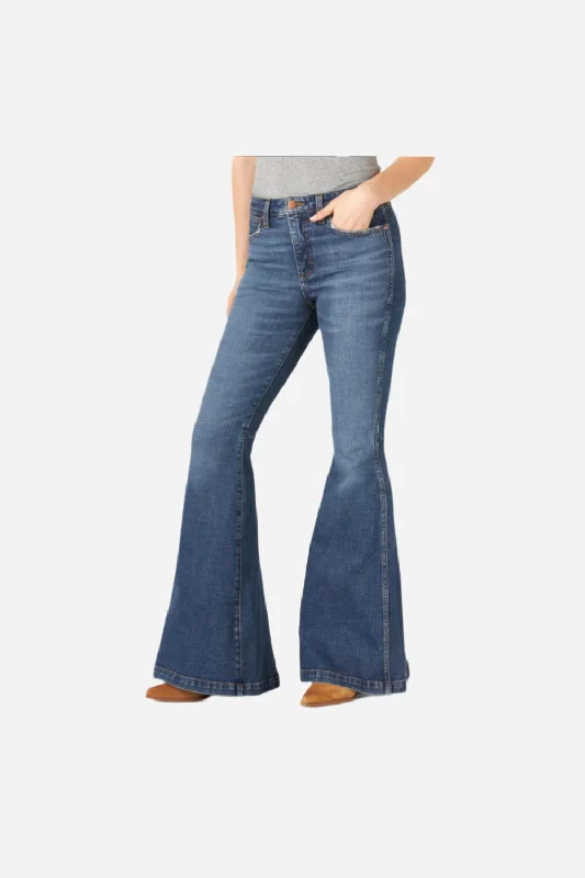 Wrangler Green Jean Trumpet Flare Jean Trendy Low-Rise Slim Jeans
