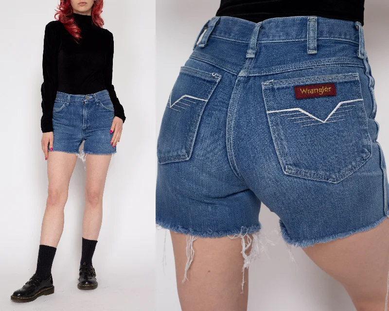 XS 70s Wrangler Cutoff Jean Shorts Stylish High-Waist Skinny Denim