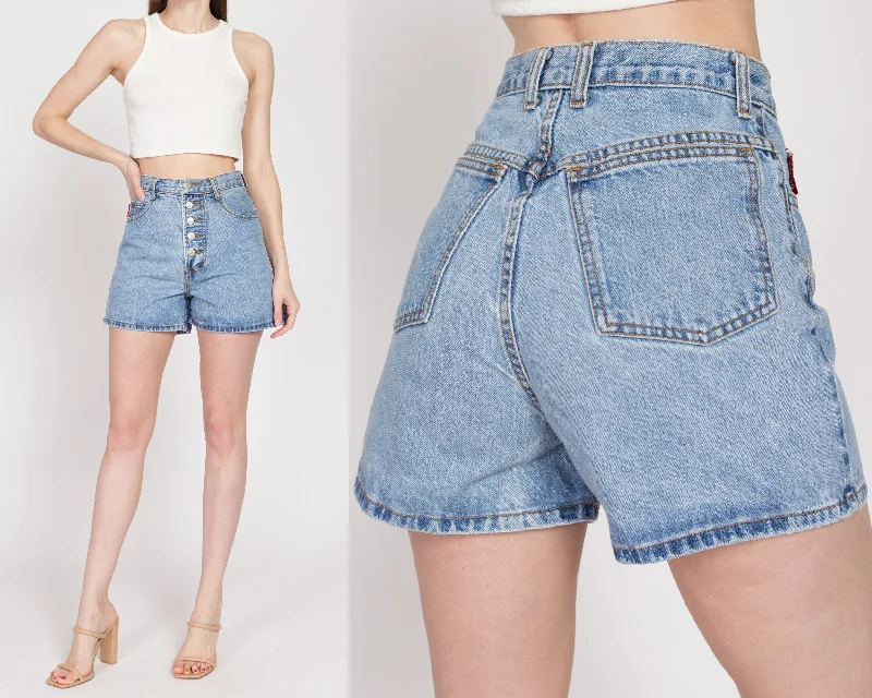 XS 90s Bongo Button Fly High Waisted Jean Shorts 25" Fashionable Vintage Wash Jeans