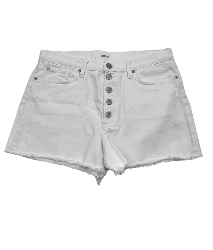 Hudson Women's Jean Shorts White Size: 12/31 Casual Wide-Legged Denim Jeans