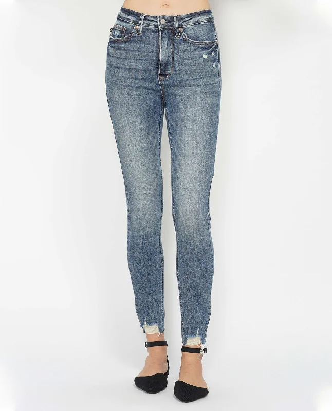Judy Blue High Waist Tummy Control Destroy Hem Skinny Jean Comfortable Low-Rise Jeans Judy Blue High Waist Tummy Control Destroy Hem Skinny Jean Comfortable Low-Rise Jeans