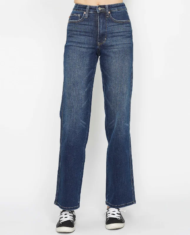 Judy Blue Tummy Control Straight Leg Jean Trendy Low-Rise Slim Jeans