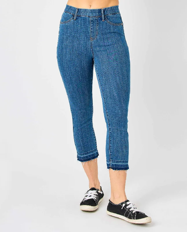 Judy Blue Pull-On Cropped Skinny Jean Classic Button Fly Jeans