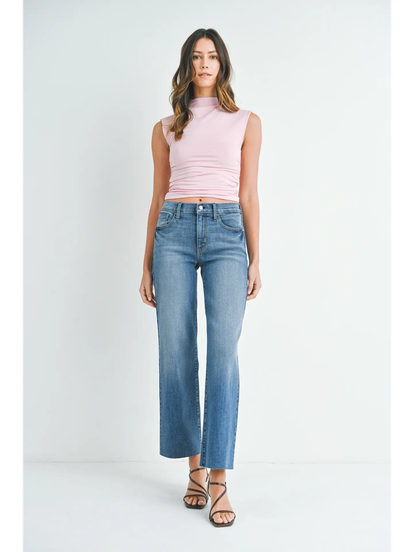 Styler Scissor Cut Palazzo Jean Casual Straight-Leg Jeans