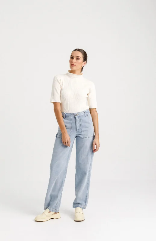 Thing Thing Helpful Jean - Stone Wash Denim Trendy Low-Rise Bootcut Jeans