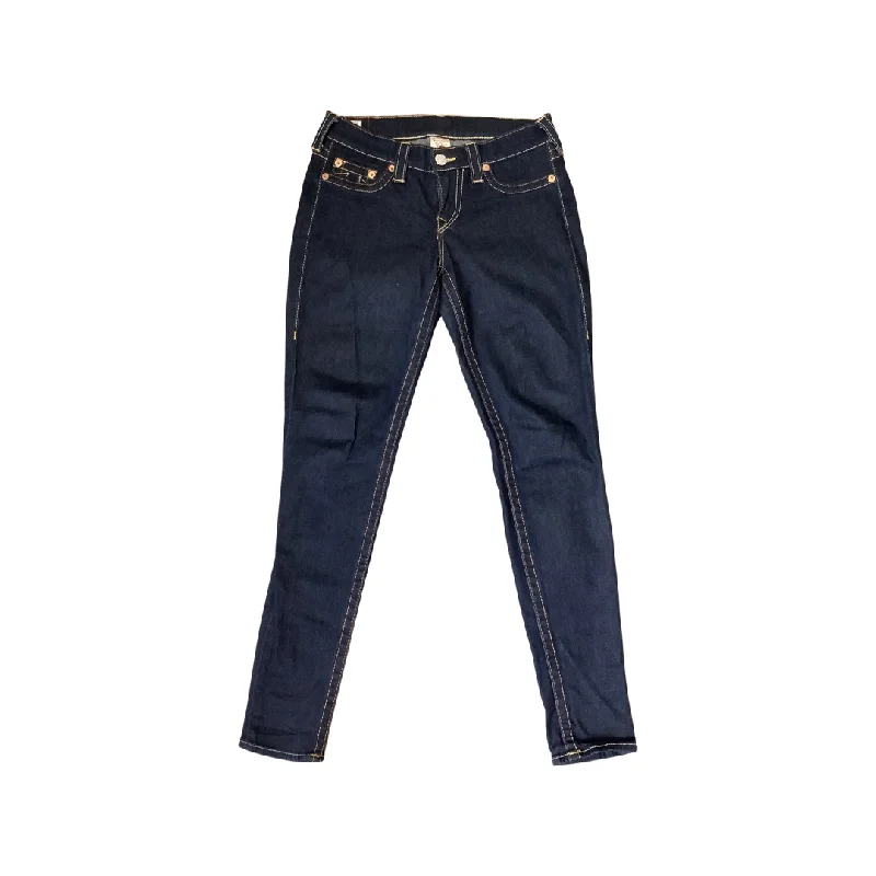 True Religion Dark Blue Orange Topstitching Jean Size 29 Elegant Dark-Wash Bootcut Jeans