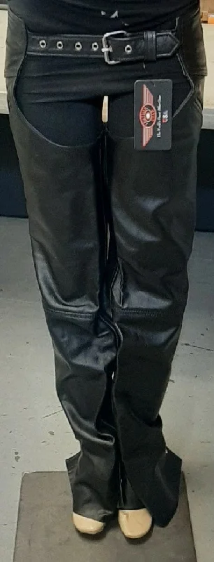 Unisex Black Biker Chaps with Jean Pocket Comfortable Dark Wash Jeans