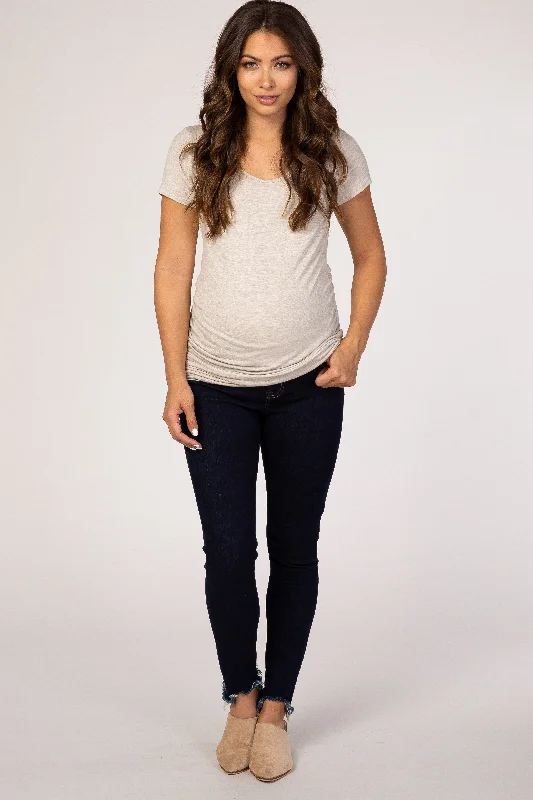 PinkBlush Navy Blue Distressed Hem Maternity Jean Stylish Bootcut Denim Jeans