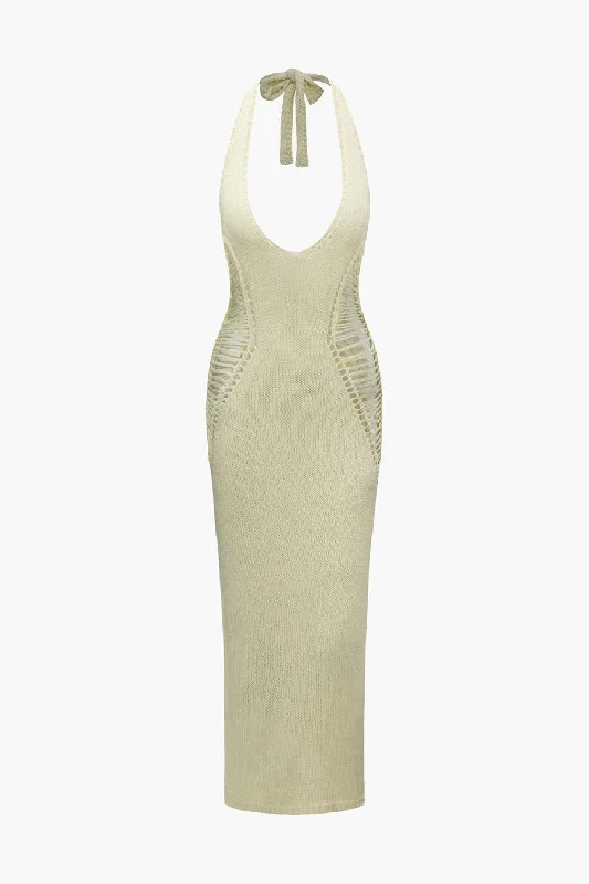 A&A Marbella Summer Knitted Maxi Dress Comfortable Pleated Maxi Dress