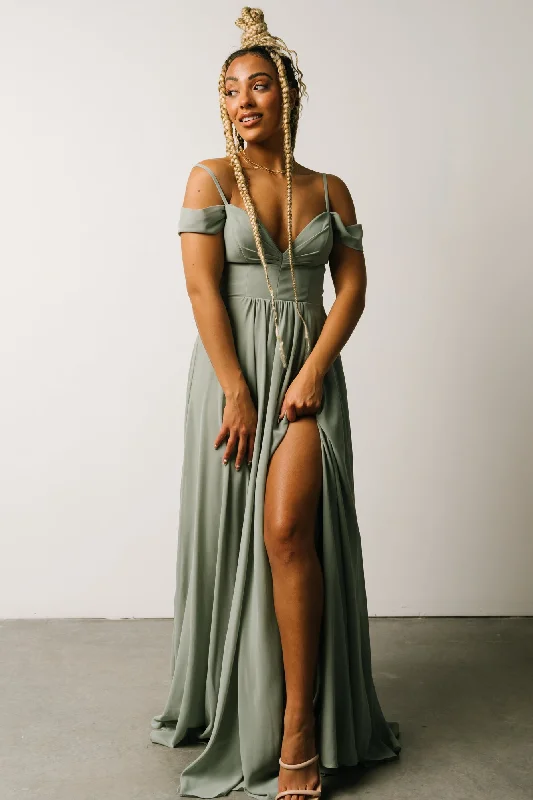 Bianca Lace Maxi Dress | Dusty Sage Comfortable Fitted Maxi Dress