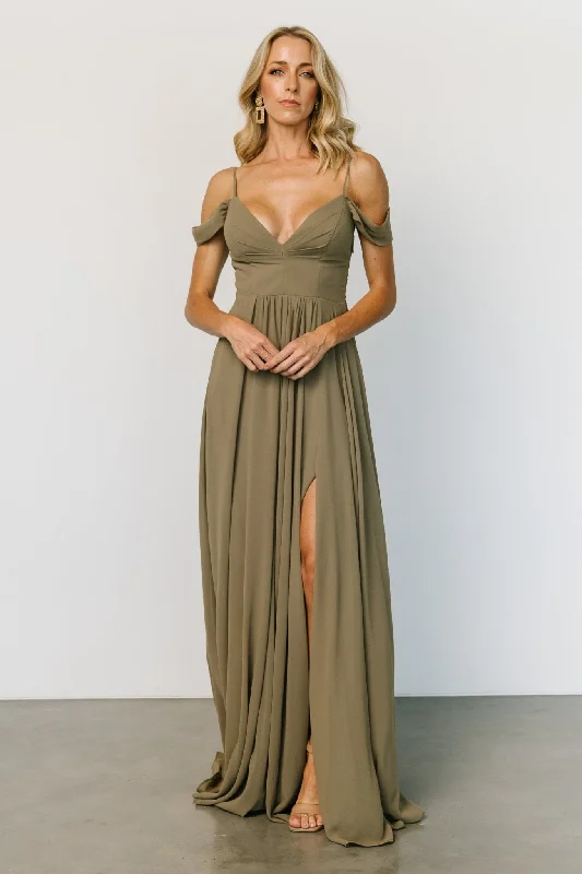 Bianca Lace Maxi Dress | Olive Fashionable High-Low Maxi Dress
