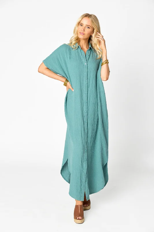 Carmen Cover Up Caftan Maxi Dress - Moss Cozy Knitted Maxi Dress