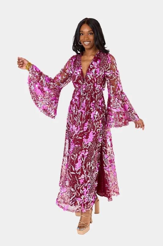 Colette Long Sleeve Maxi Dress - Vino Fashionable Sleeveless Maxi Dress