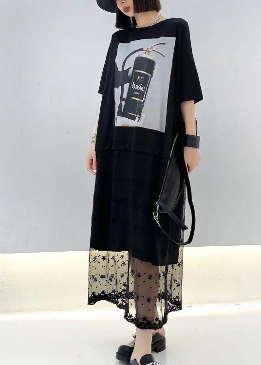 Comfy Black Print Patchwork Lace Maxi Dresses Summer Cozy Spaghetti Strap Maxi Dress Comfy Black Print Patchwork Lace Maxi Dresses Summer Cozy Spaghetti Strap Maxi Dress