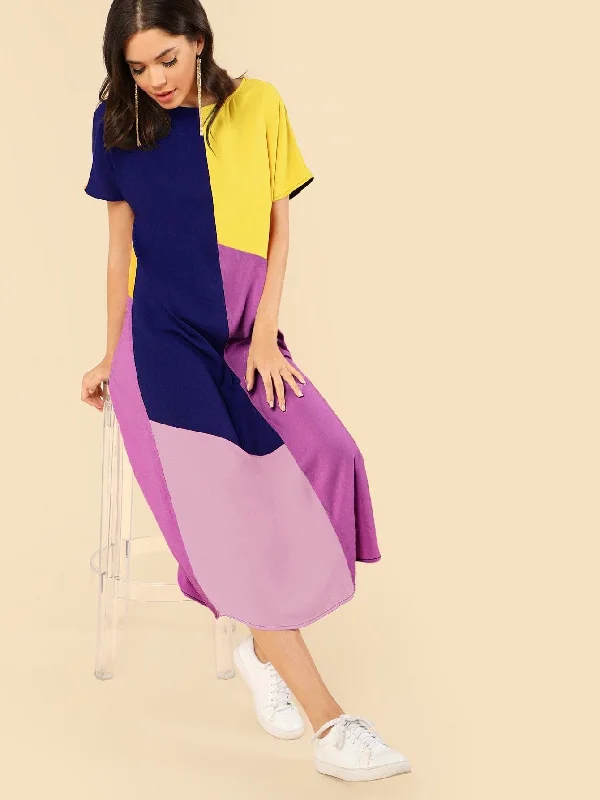 Cut & Sew Topstitch Maxi Dress Cozy Knit Maxi Dress