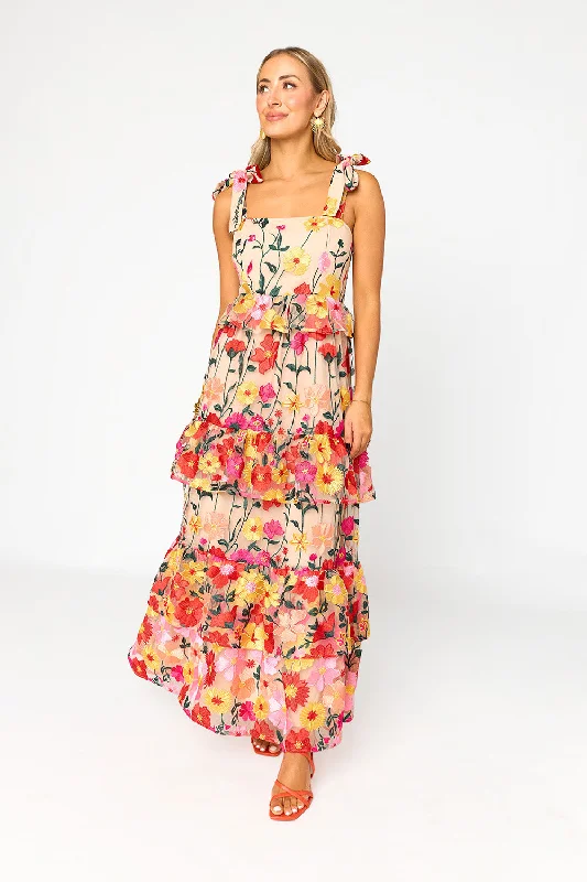 Edie Tie-Shoulder Maxi Dress - Unconditional Stylish Off-Shoulder Maxi Dress