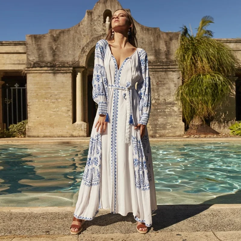 BerriesJam - Greek Myth Vintage Boho Hippie Maxi Dress Comfortable Ruffle Maxi Dress BerriesJam - Greek Myth Vintage Boho Hippie Maxi Dress Comfortable Ruffle Maxi Dress