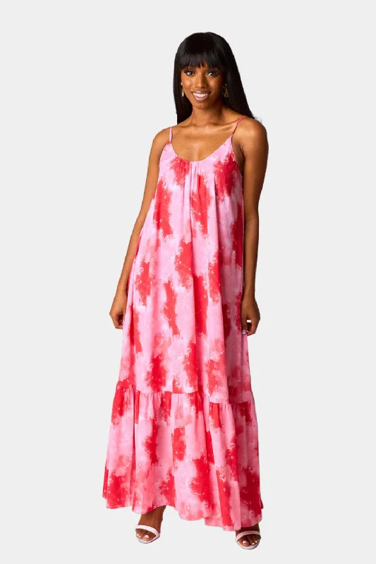 Katey Scooped Neck Maxi Dress - Sunset Fashionable Faux Wrap Maxi Dress