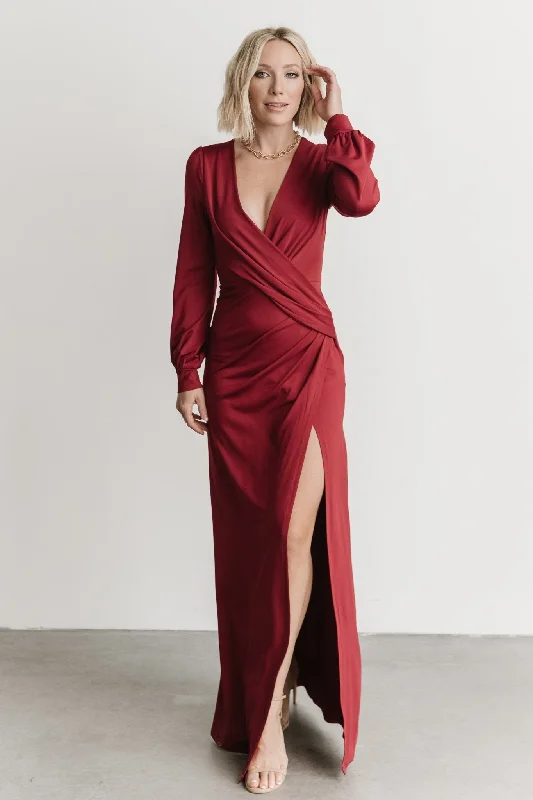 Keira Maxi Dress | Wine Comfortable T-Shirt Maxi Dress