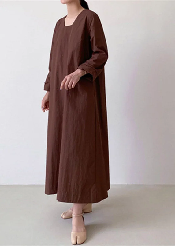 Light Brown Square Collar Linen Maxi Dress Long Sleeve Fashionable Maxi Dress with Fringe Light Brown Square Collar Linen Maxi Dress Long Sleeve Fashionable Maxi Dress with Fringe
