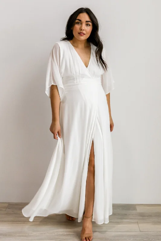 Lilly Wrap Maxi Dress | Off White Stylish Long Sleeve Maxi Dress