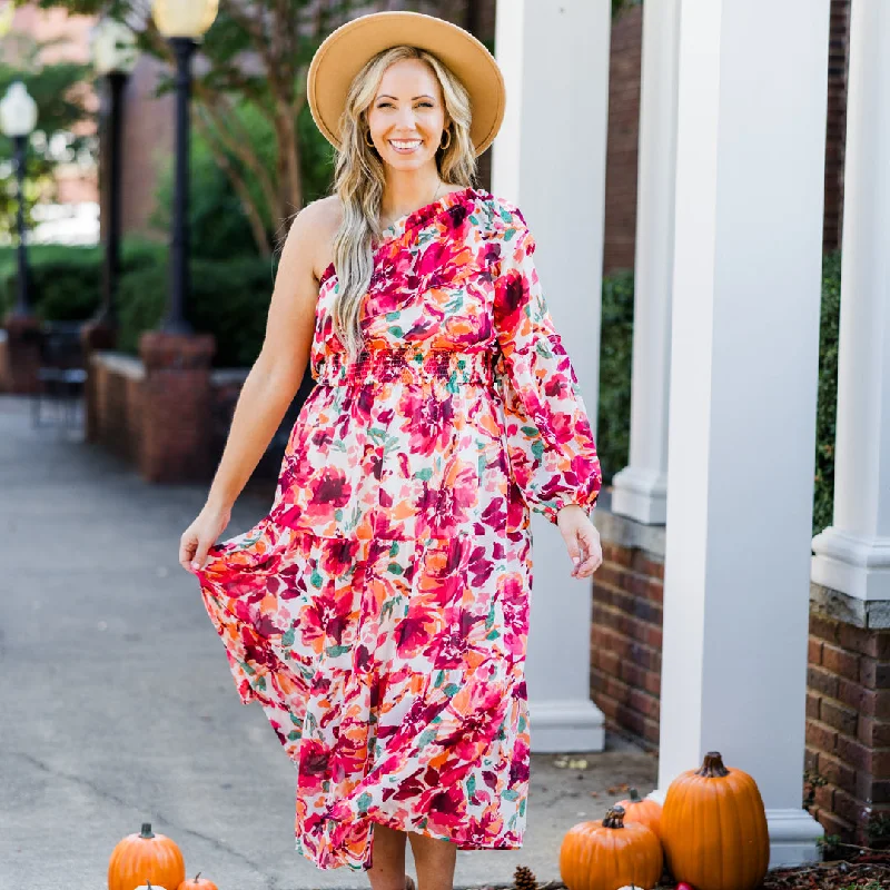 Love In The Moment Maxi Dress, Red Floral Fashionable Printed Maxi Dress
