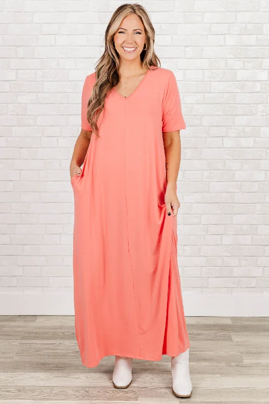 Makin' Waves Maxi Dress, Ash Rose Fashionable Asymmetrical Maxi Dress