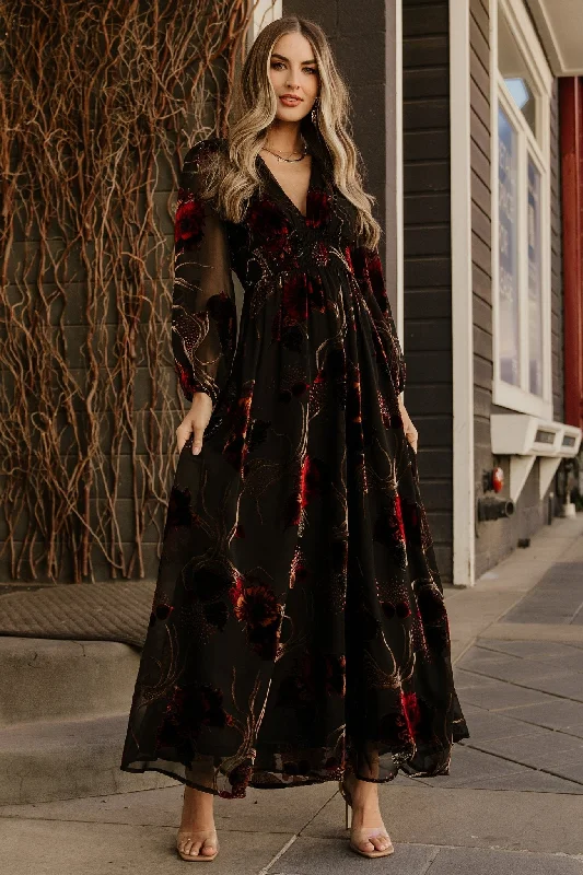 Mikla Maxi Dress | Black Multi Classic Strapless Maxi Dress