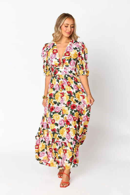Miranda Puff Sleeve Maxi Dress - Vanity Comfortable Long-Sleeve Maxi Dress