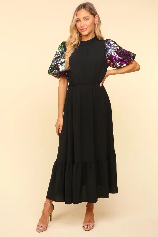 MULTI COLOR FLORAL SEQUINS MAXI DRESS Trendy Button Front Maxi Dress