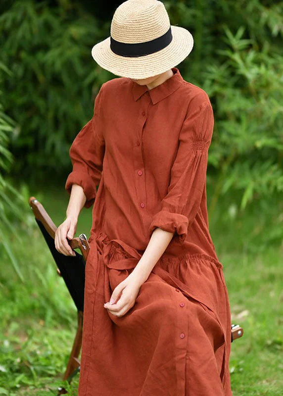 Natural Orange Peter Pan Collar Patchwork Linen Maxi Dresses Spring Cozy Spaghetti Strap Maxi Dress Natural Orange Peter Pan Collar Patchwork Linen Maxi Dresses Spring Cozy Spaghetti Strap Maxi Dress