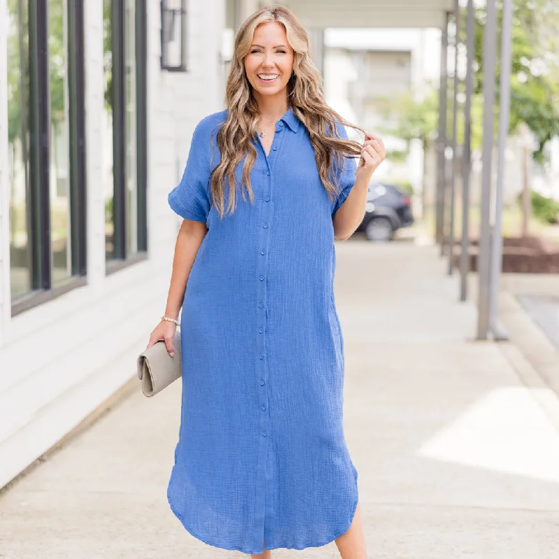 Note To Myself Maxi Dress, Navy Fashionable High-Waist Maxi Dress