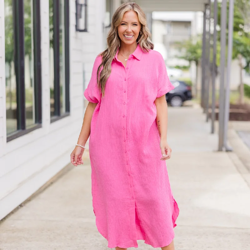 Note To Myself Maxi Dress, Pink Comfortable Maxi Dress with Belt