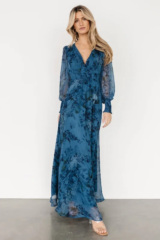 Olivia Maxi Dress | Deep Blue Floral Chic Summer Maxi Dress