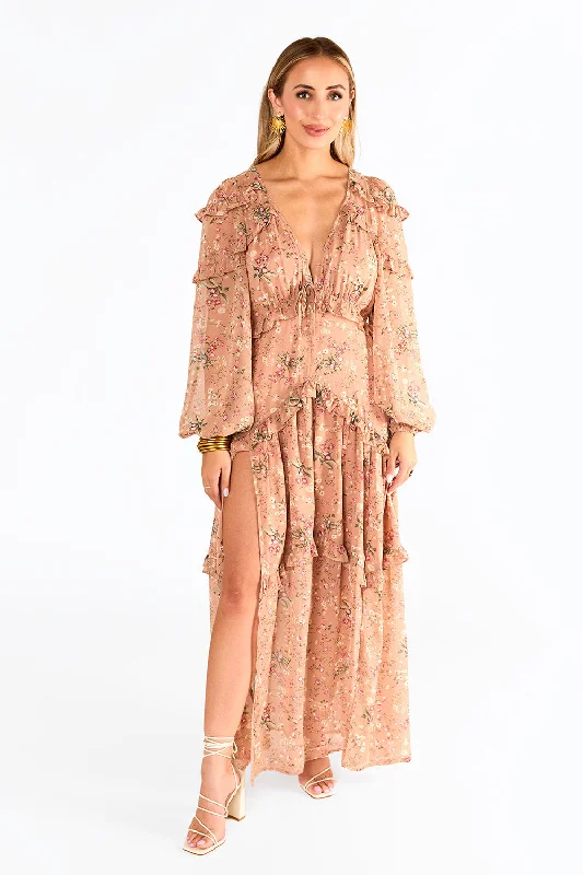 Pia Long Sleeve Maxi Dress - Adrift Elegant Maxi Dress with Slit