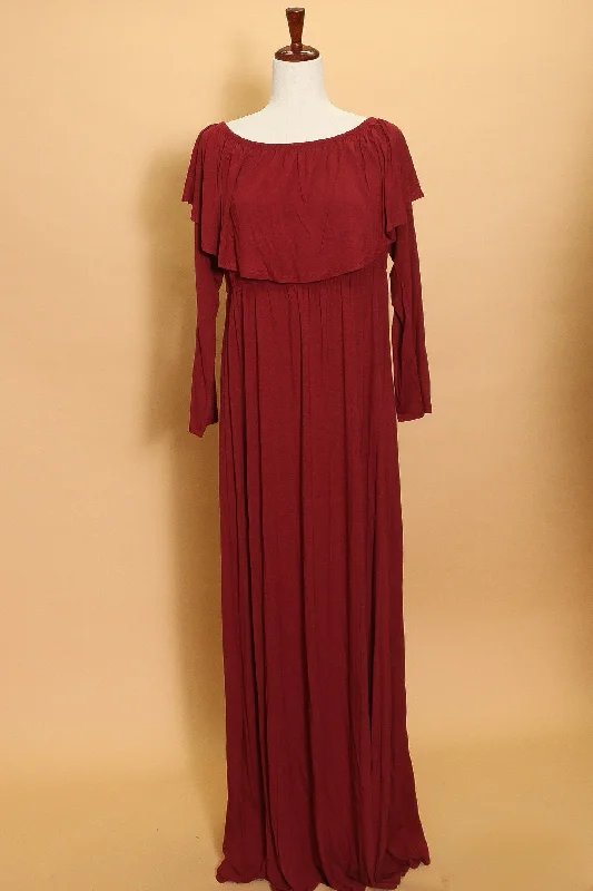 Plus Merlot Maxi Dress Elegant Maxi Dress with Slit