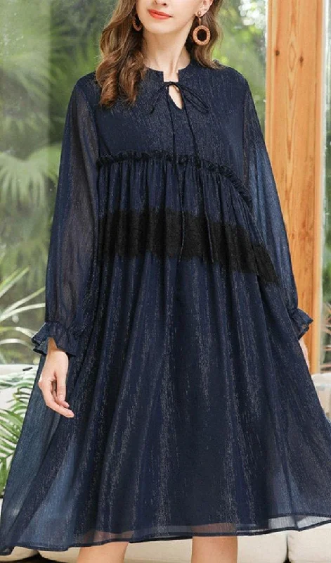 Plus Size Navy Cinched Chiffon O-Neck Summer Maxi Dress Comfortable Casual Maxi Dress Plus Size Navy Cinched Chiffon O-Neck Summer Maxi Dress Comfortable Casual Maxi Dress