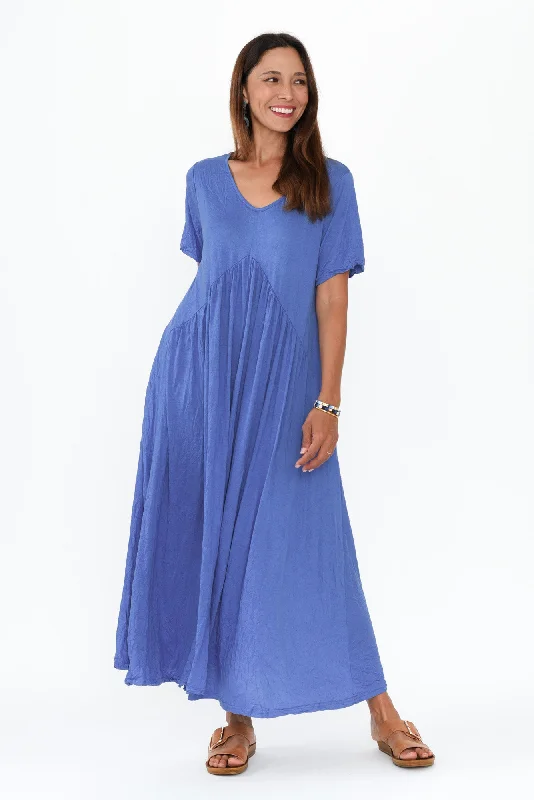 Savannah Cobalt Crinkle Cotton Maxi Dress Classic Strapless Maxi Dress