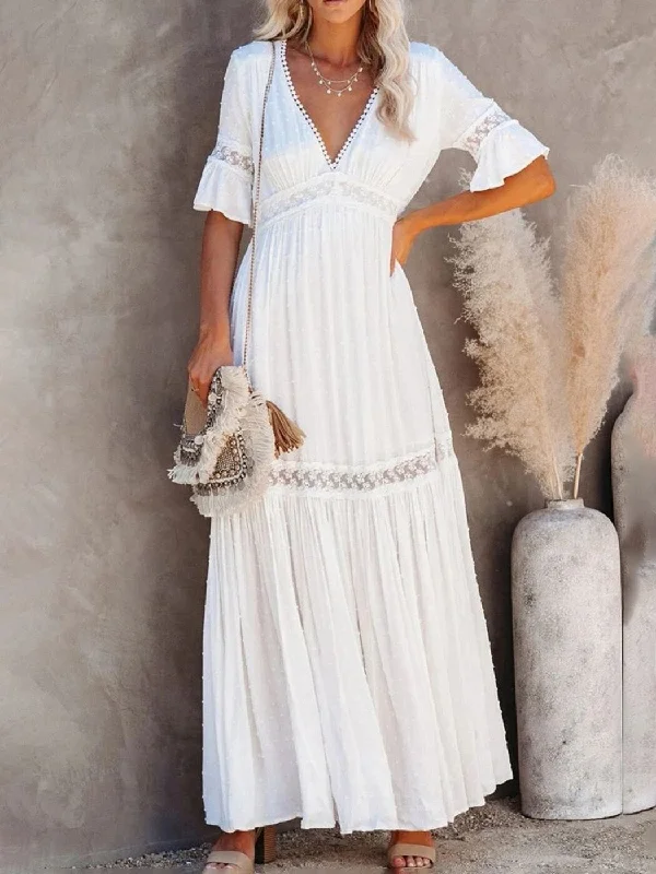 BerriesJam - 2024 Trendy Pleated Ruffle Maxi Dress Fashionable Button-Down Maxi Dress BerriesJam - 2024 Trendy Pleated Ruffle Maxi Dress Fashionable Button-Down Maxi Dress
